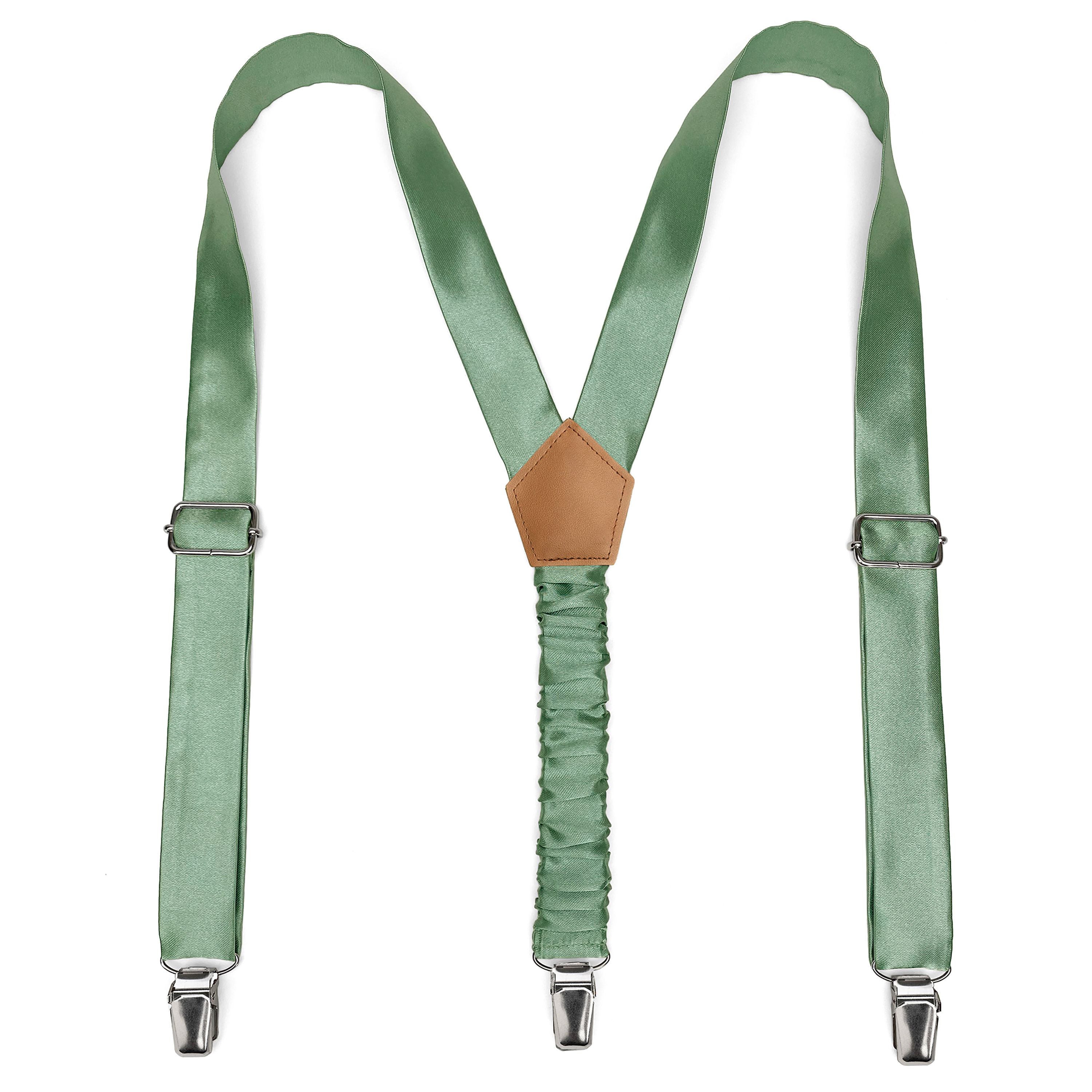 Eucalyptus Green Satin Suspenders for Boys and Men