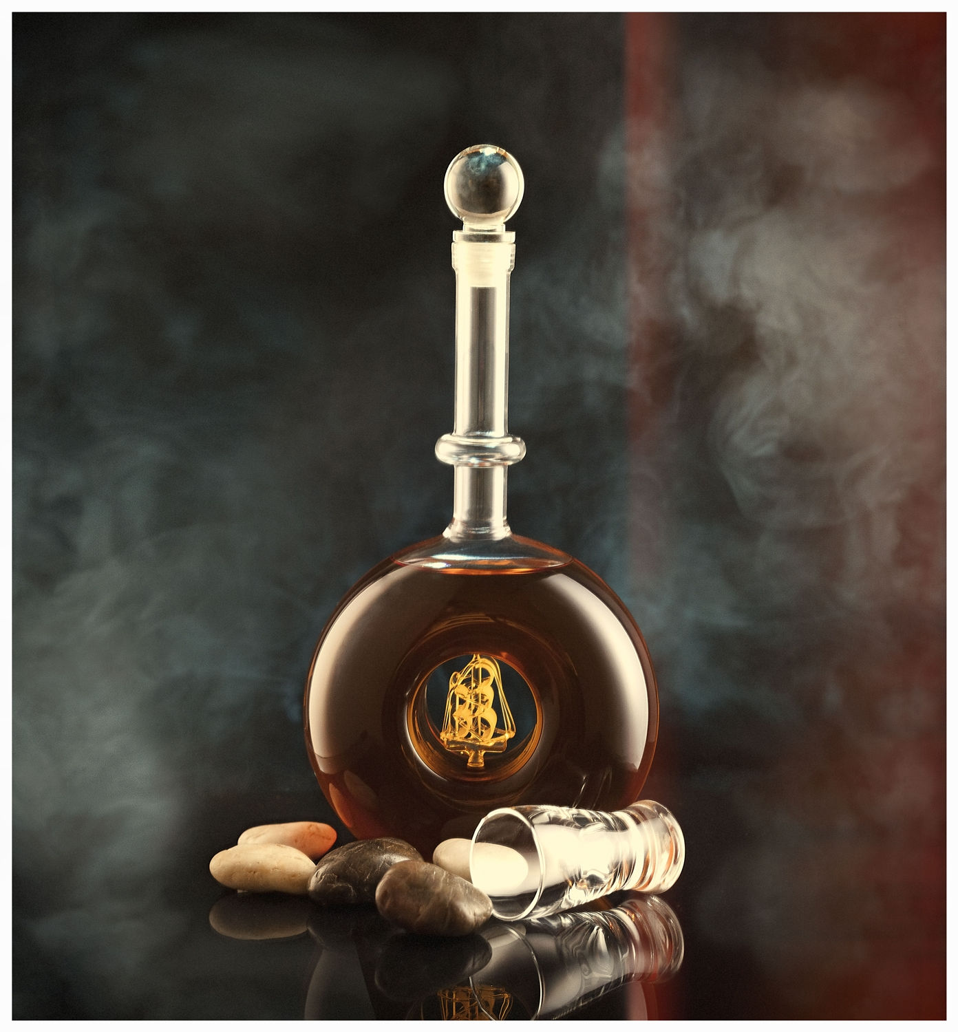 Light, glass, stones fog