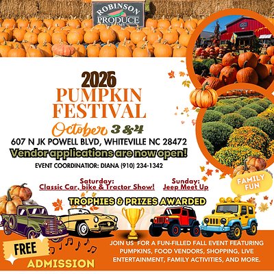 2026 Pumpkin Festival Vendor Fee