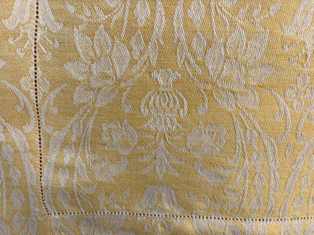 Anfora 71x98 inch tablecloth from Tessitura Pardi in Butter Yellow