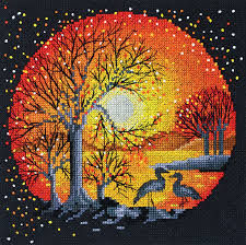 Herons at Sunset, Abris Art, embroidery kit