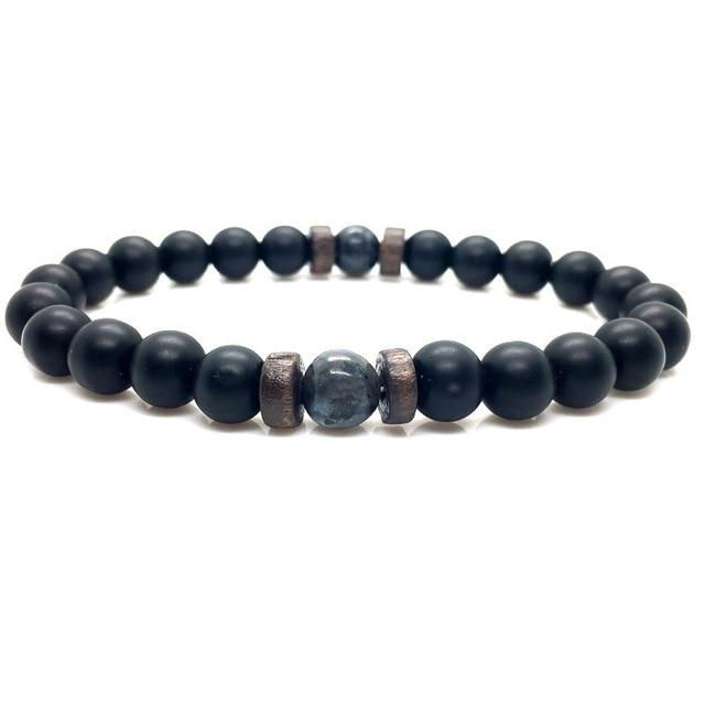 Thumbnail: Men's Bracelet Natural Moonstone Bead Tibetan Buddha Bracelet Lava Stone