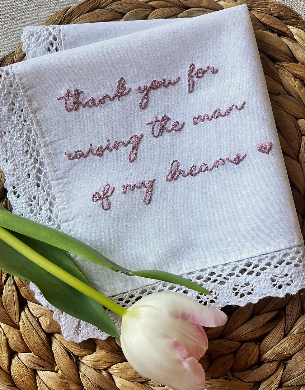 Thumbnail: Wedding napkins/ Hand embroidered handkerchiefs/Mother-in-law gifts/ Mother of t