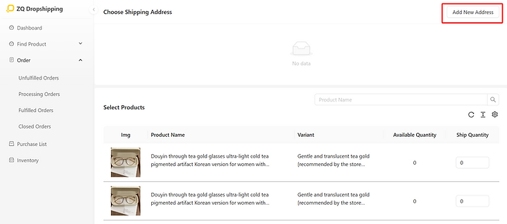 create dropshipping order