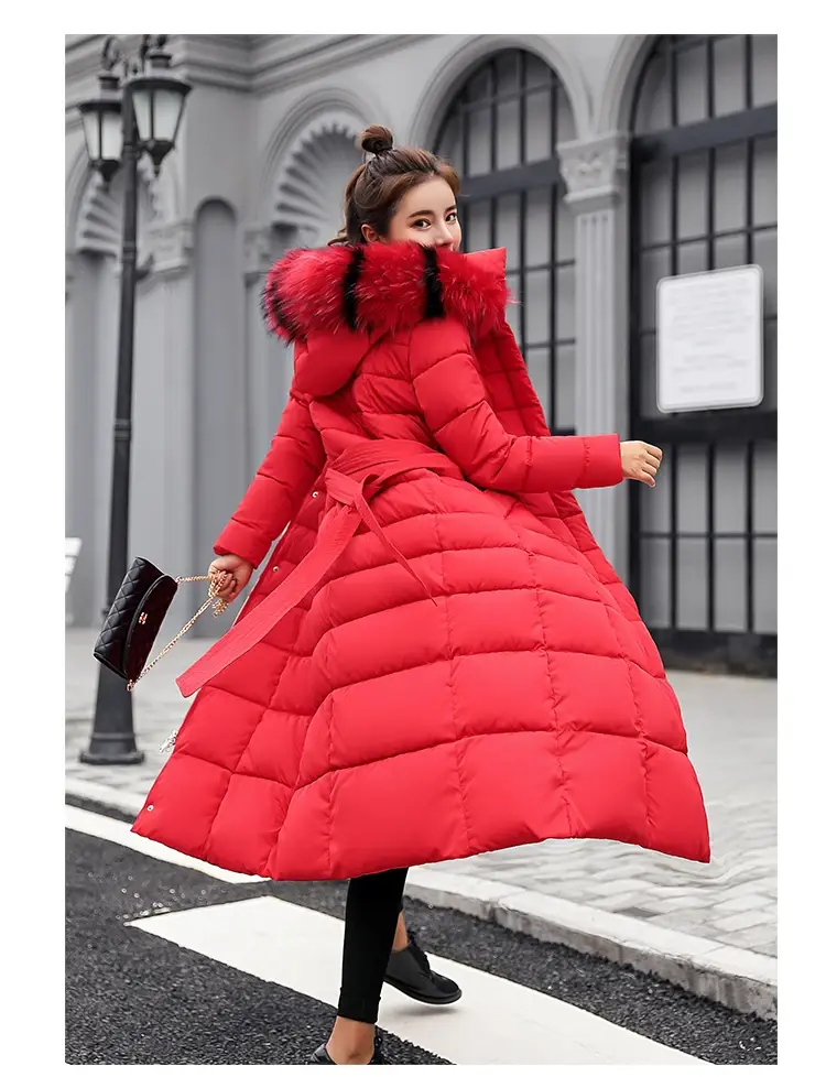 Thumbnail: Women's Long Hooded Puffer Coat – Stay Warm in Style
