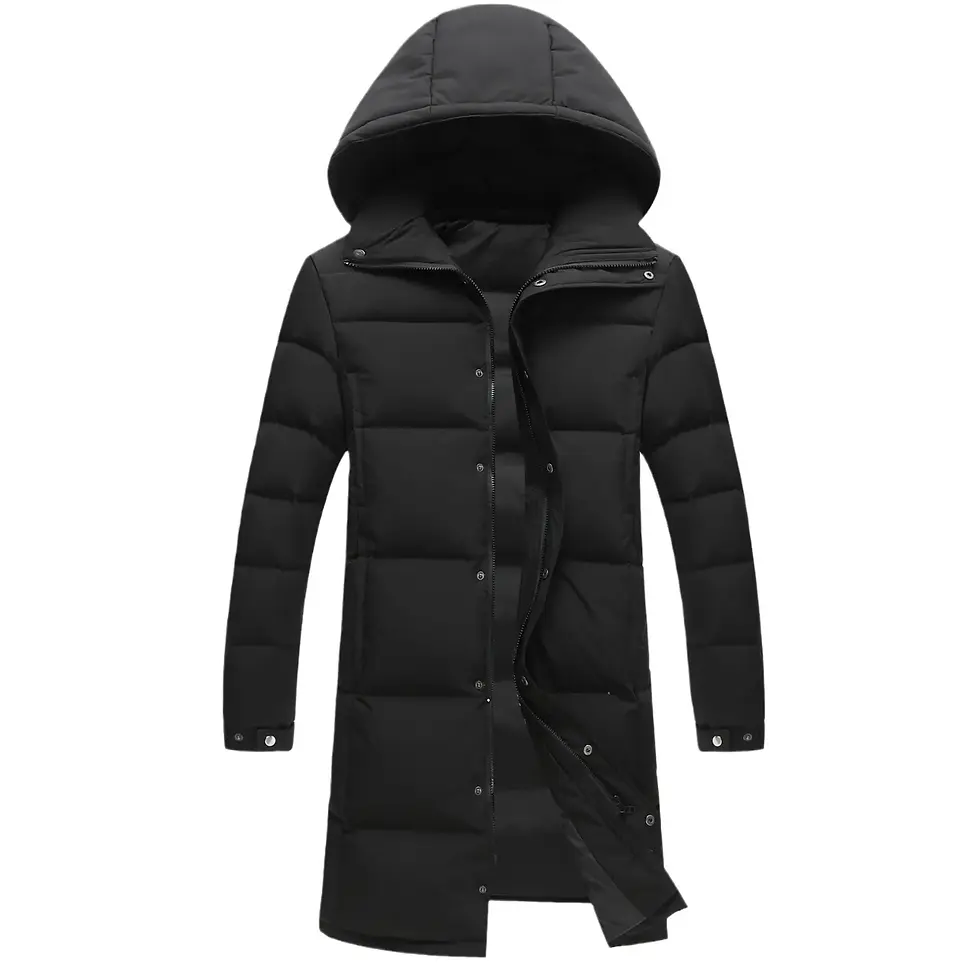 Thumbnail: Long Hooded Puffer Jacket – Unisex Winter Coat