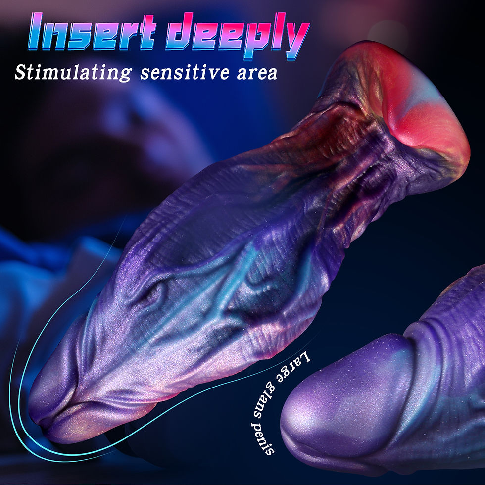 Thumbnail: Fully waterproof iridescent fantasy dildo with veins for easy cleaning