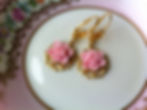 Gold and Pink Rose Earrings