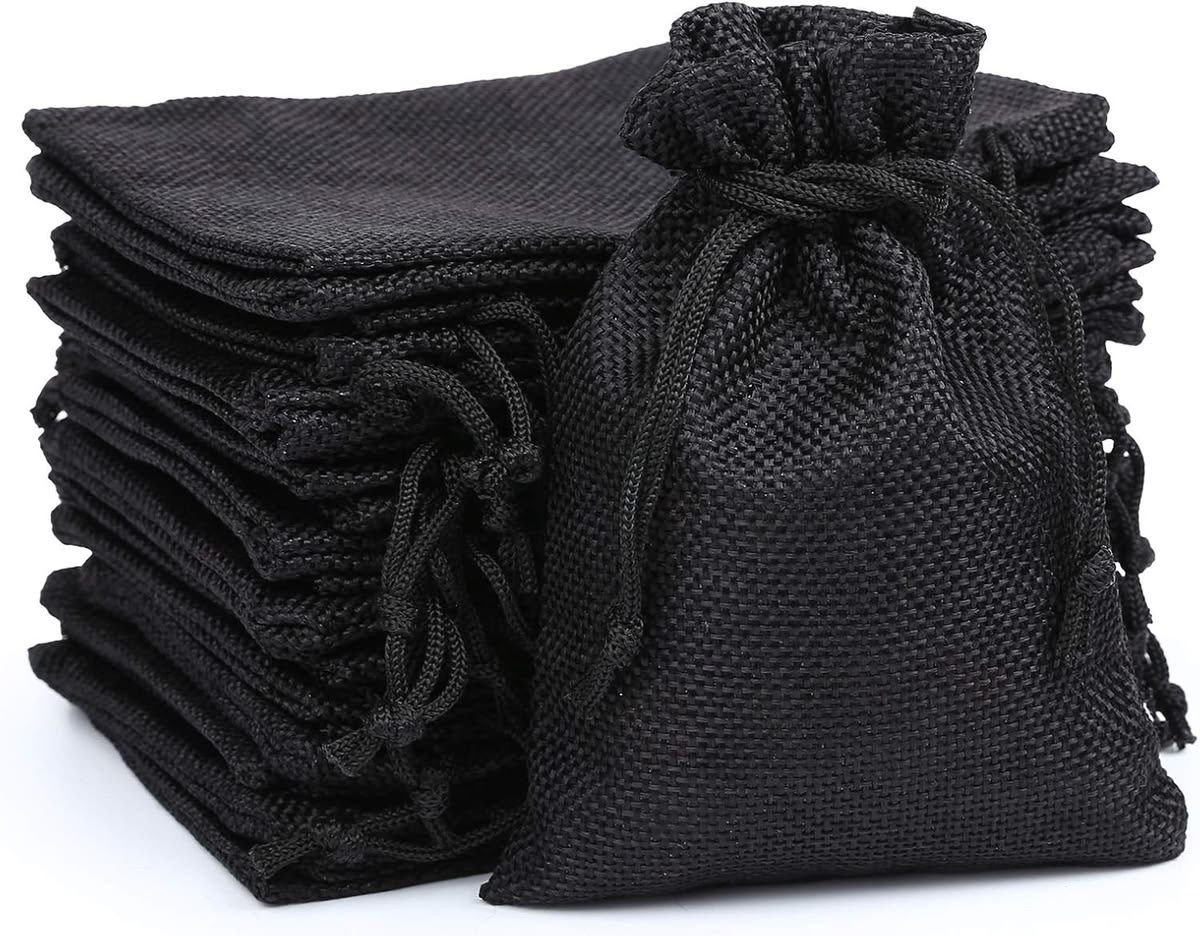 Black Jute Drawstring Bag