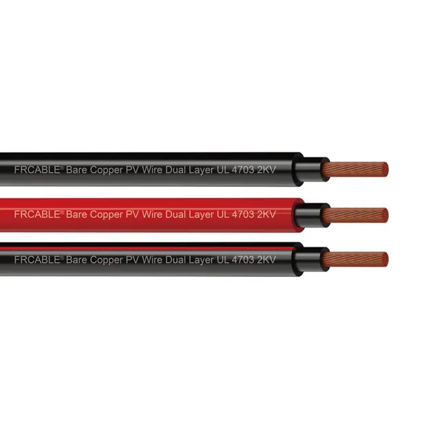 FRCABLE Bare Copper PV Wire Dual Layer UL 4703 2KV 