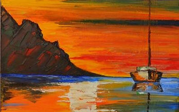 Noche de amor Óleo sobre lienzo y espatula