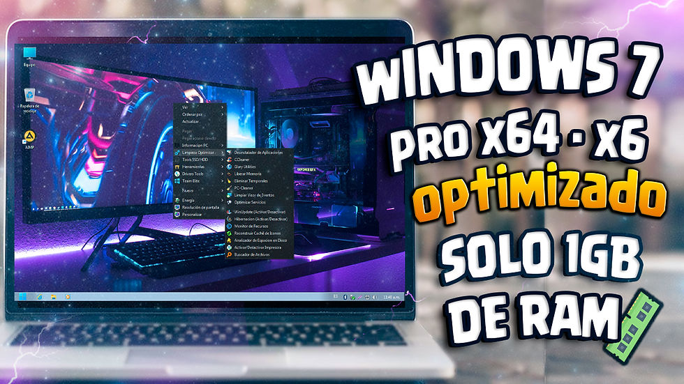 Windows 7 Pro con Nueva apariencia y Herramientas 🧰de Optimización🚀 x86 y x64 con solo 1gb✅ de ram
