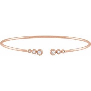 14K Rose 1/4 CTW Natural Diamond Cuff 7 Bracelet"