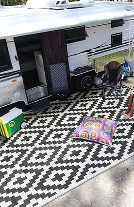 SAND MINE Reversible Mats, Plastic Straw Rug. This outdoor rug for the beach, camper, or front porch is derived from 100% virgin polypropylene.
