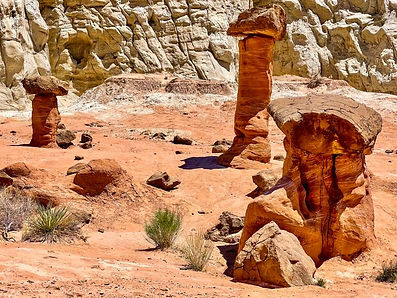 We explored the otherworldly Toadstool Trail in Grand Staircase Escalante. The red sandstone "toadstools" (hoodoos) were like something from a sci-fi movie! We spent hours marveling at the colorful formations. Later, in Page, AZ, we changed the oil and checked out Lake Powell. 