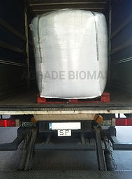 big bag de hueso de aceituna sobre camion