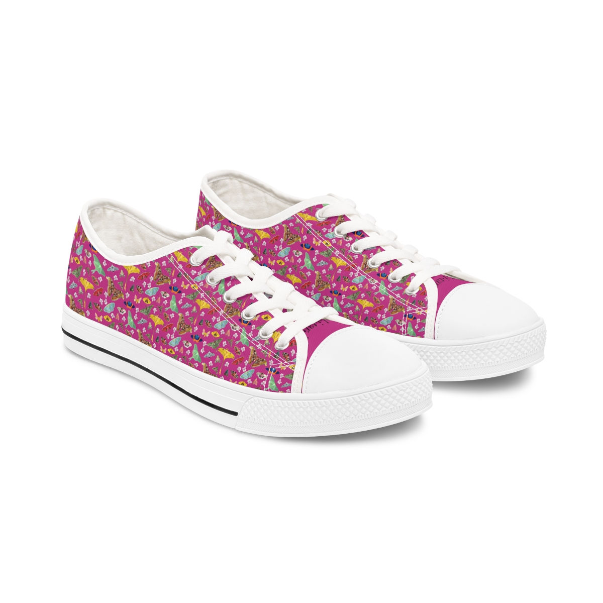 Moth Gala/Mini Print -  Women's Low Top Sneakers (Berry)
