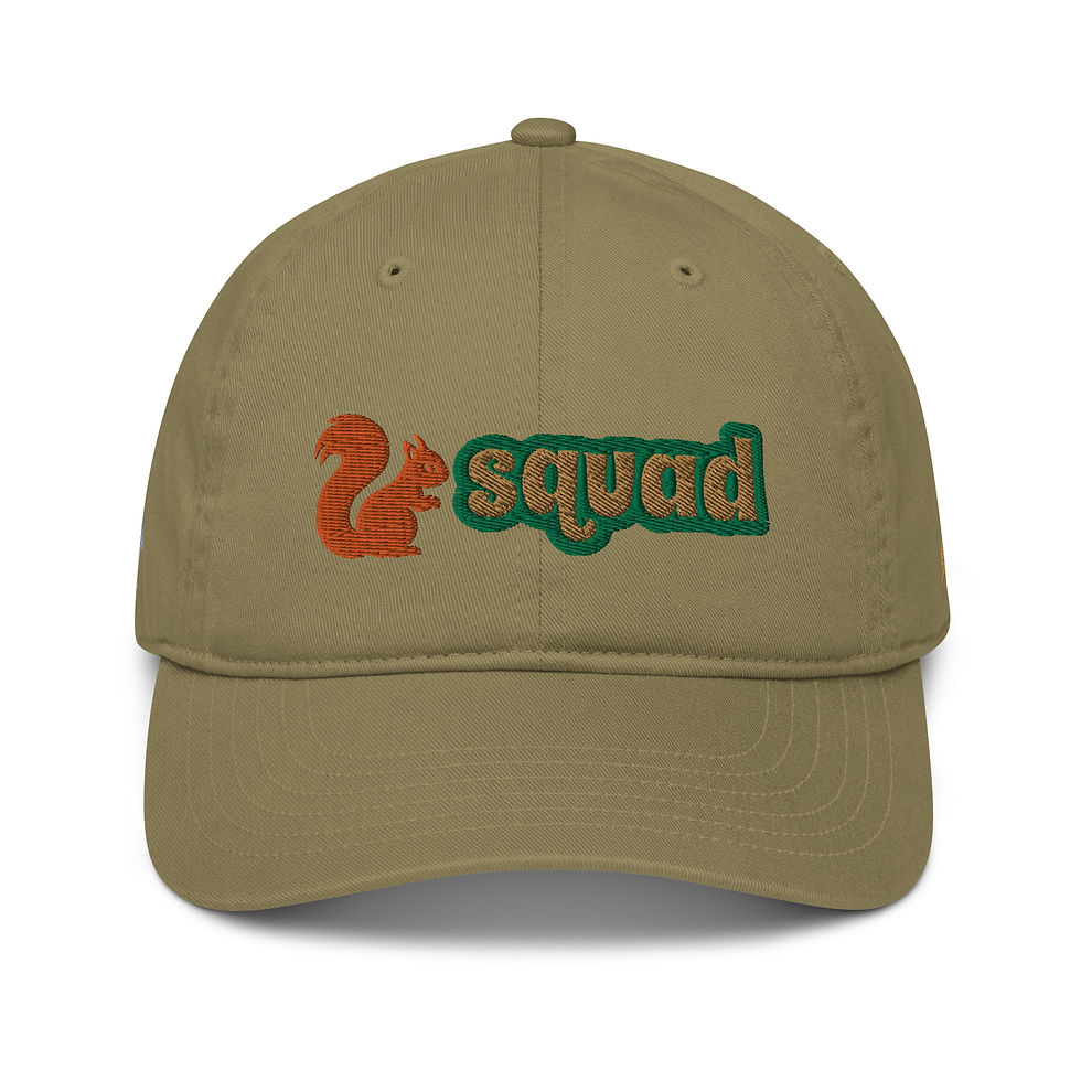 Thumbnail: Squirrel Squad - Organic cotton embroidered low profile baseball cap