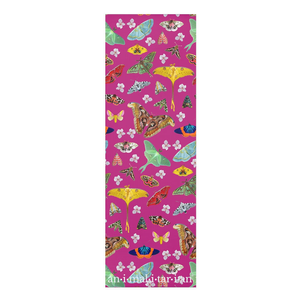 Moth Gala - Foam Yoga Mat (Berry)