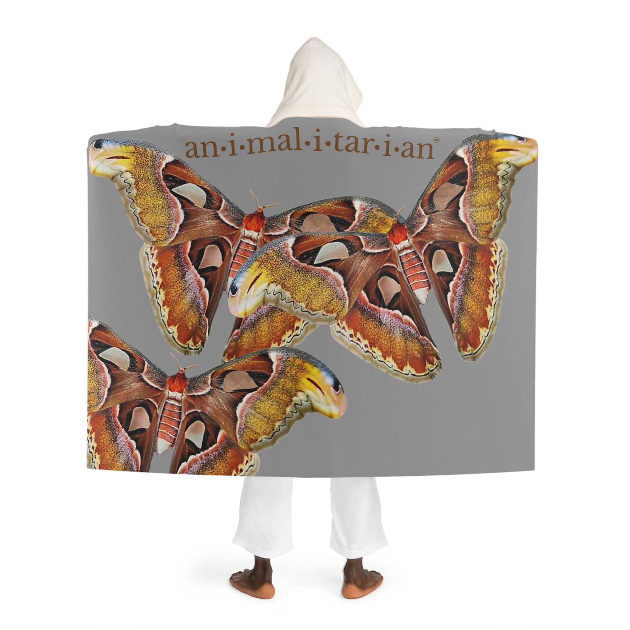 Atlas Moth - Hooded Sherpa Fleece Blanket (cloud) 