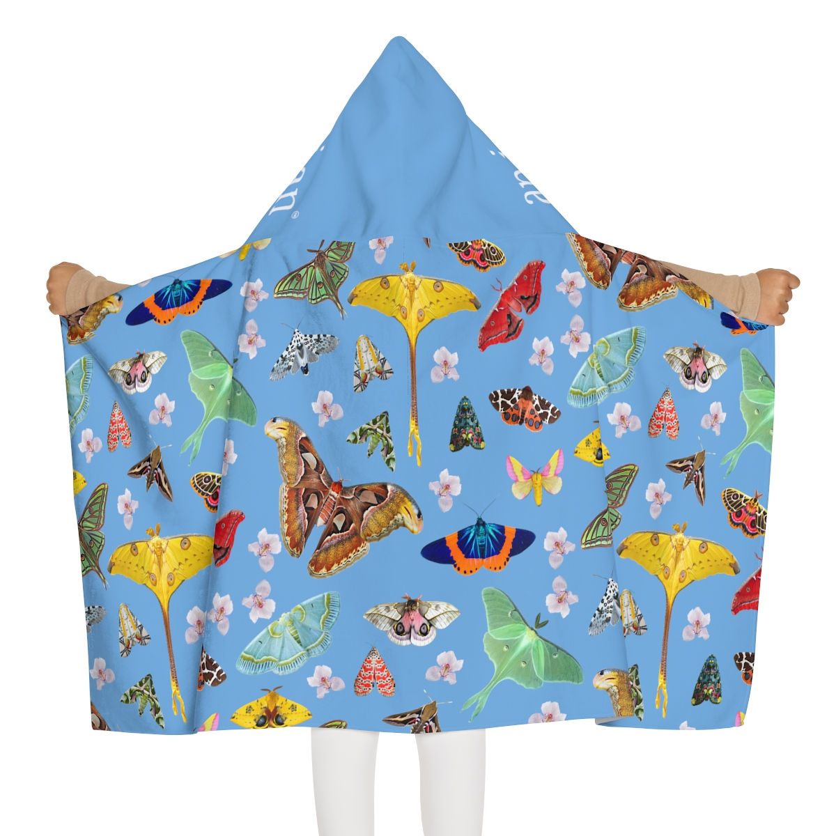 Moth Gala - Youth Hooded Towel (Sky)