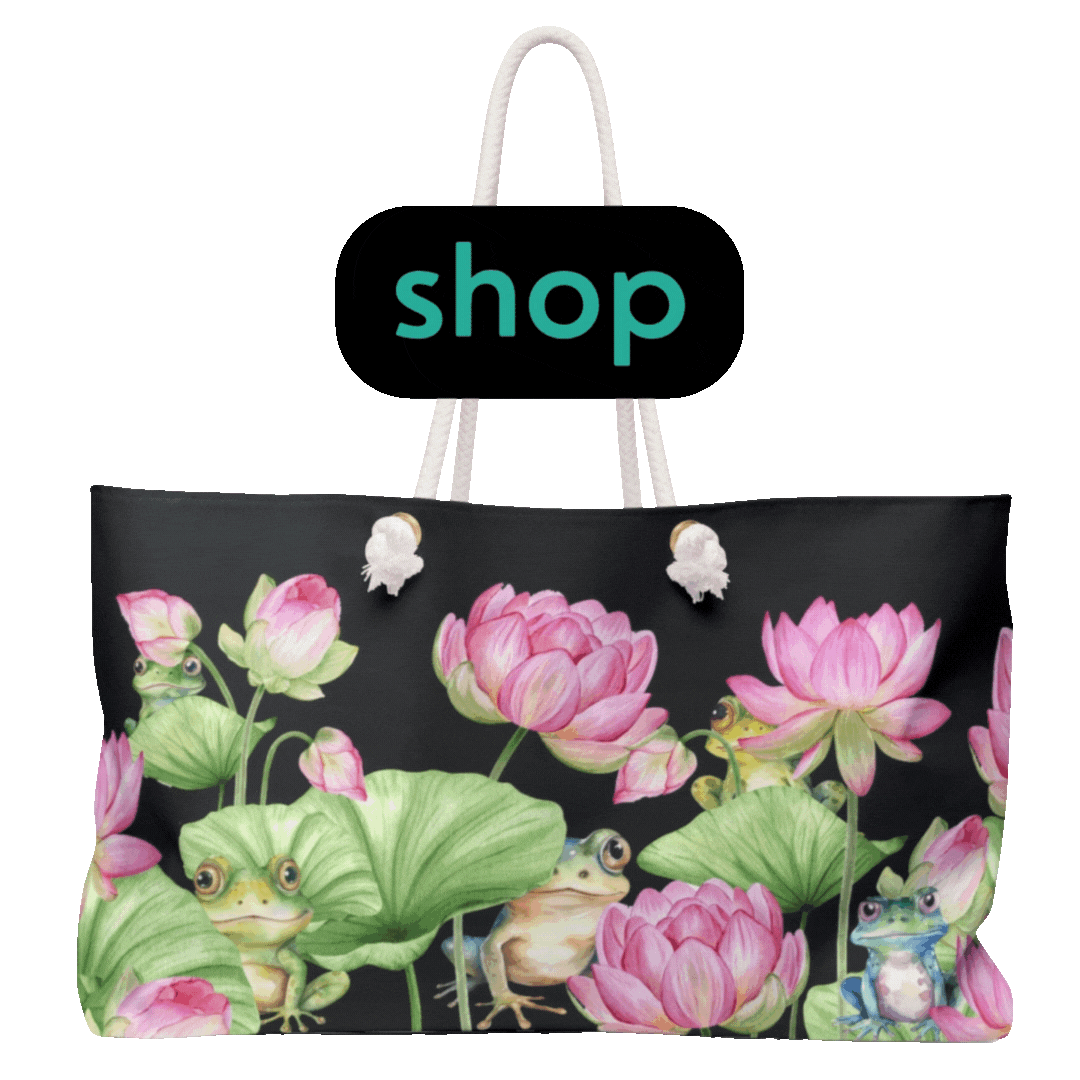 frog tote (black) for shop sign .gif
