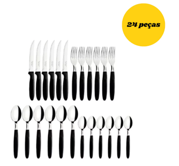 24 Pieces Canned Cutlery with Stainless Steel Blades and Polypropylene Cables-Ne