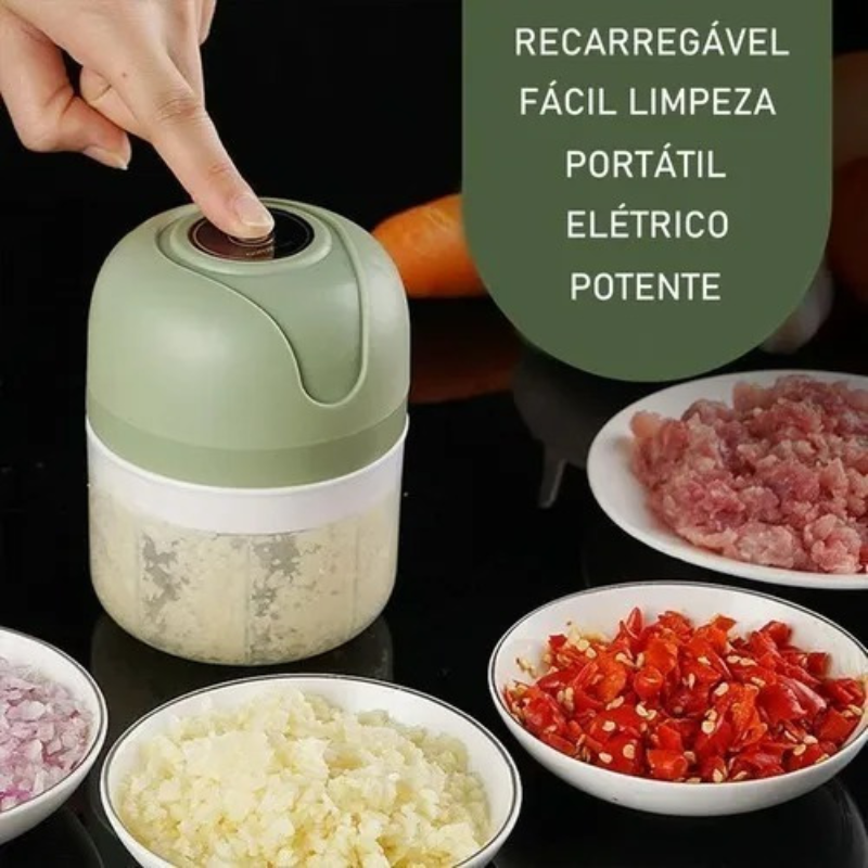 Mini Processador Elétrico de Alimentos Portátil com 3 lâminas de aço inox US