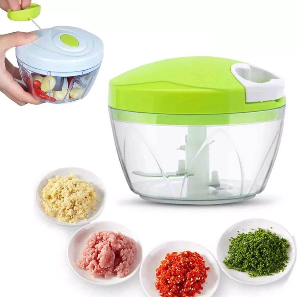 Mini Manual Processor Food Shredder Garlic Onion Seasonings 3 Blades Inox Compac
