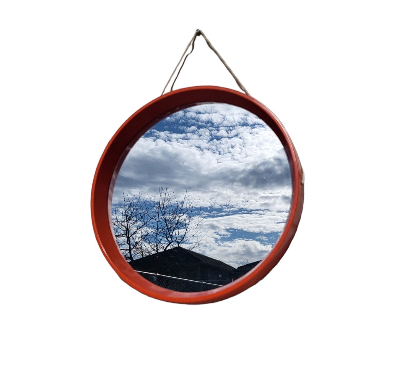 Vintage Round Orange Mirror