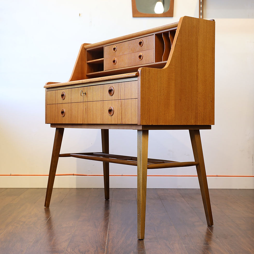 Thumbnail: Vintage Swedish Teak Writing Desk + Teak chair