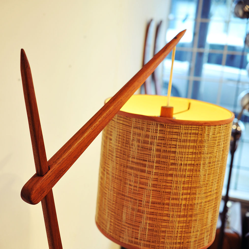 섬네일: Vtg MCM Teak Z Shape Floor Lamp