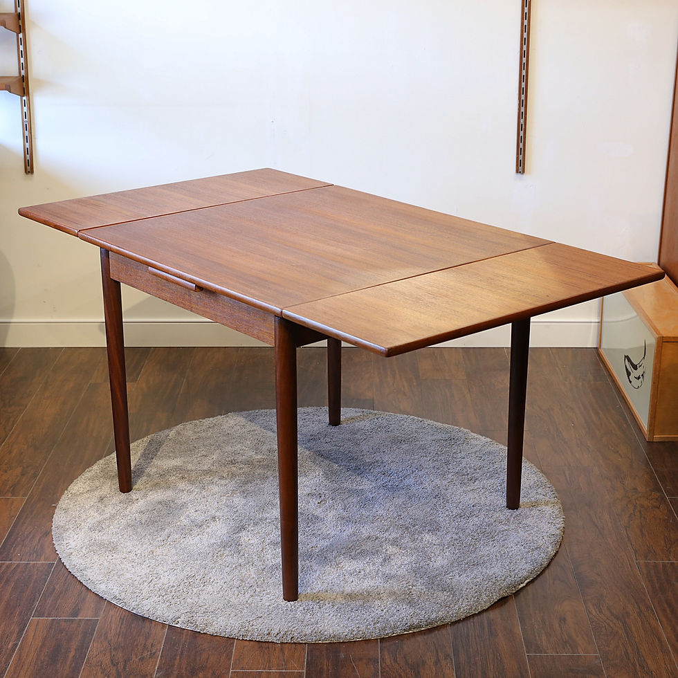 Thumbnail: Vintage Danish Teak Square Dining Table with 2 Leaves