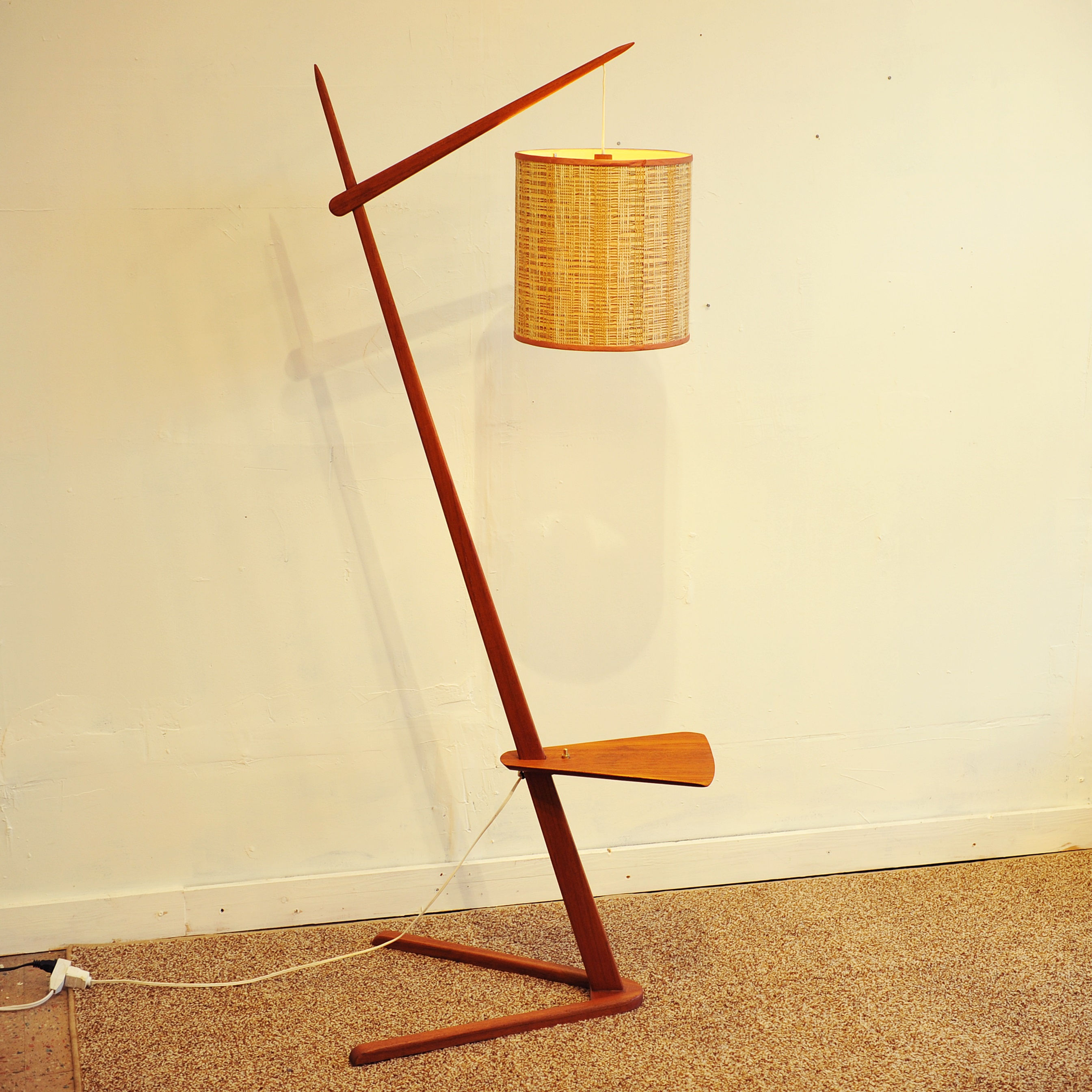 Vtg MCM Teak Z Shape Floor Lamp