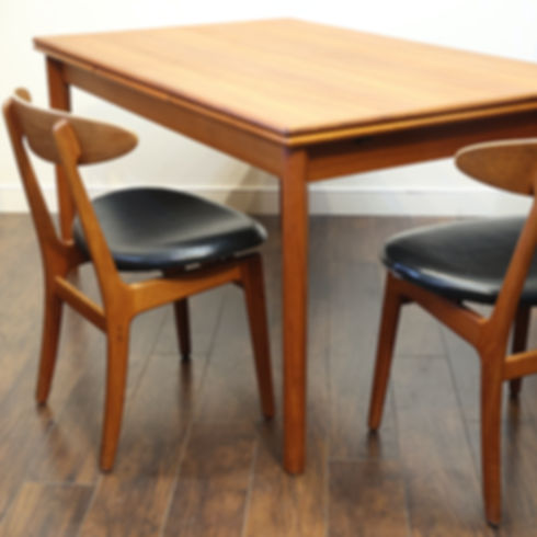 Vintage MCM Teak Rectangular Dining Table with 2 Leaves
