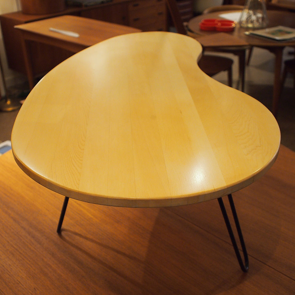 Thumbnail: Reclaimed Yellow Cedar Kidney Shape Coffee Table with Hairpin Legs