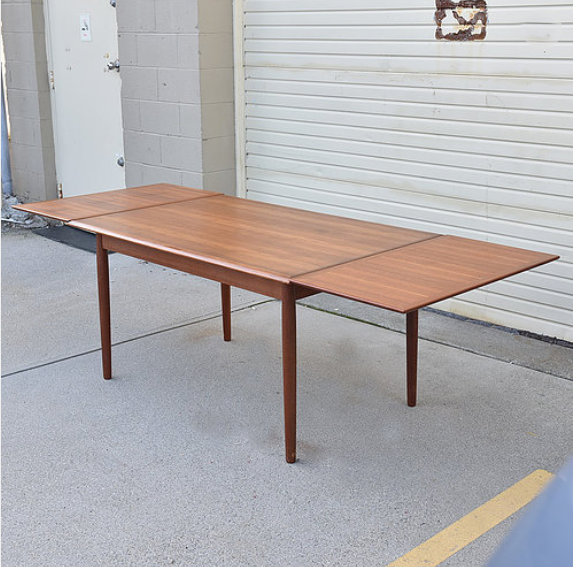 Thumbnail:  Danish teak dining table with 2 leaves
