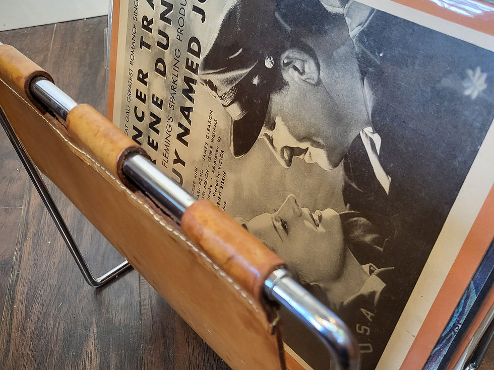 Thumbnail: Vintage Side Table with Leather Magazine Holder
