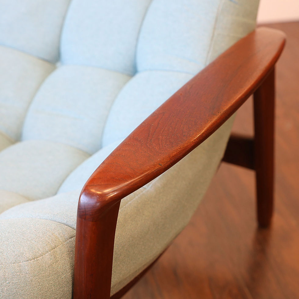 Thumbnail: Iconic  Canadian MCM Teak Lounge Chair + Stool by R. Huber Co.