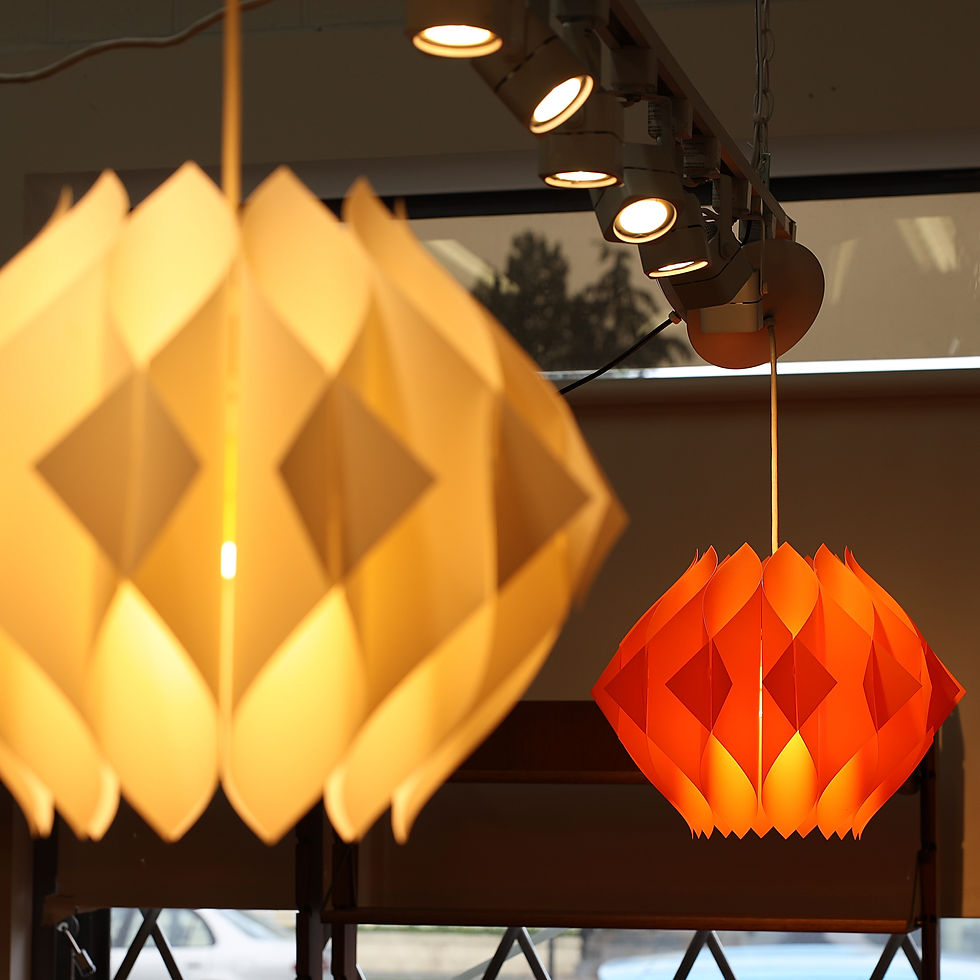 Thumbnail: Vintage MCM Orange Plastic Pendant Lamp