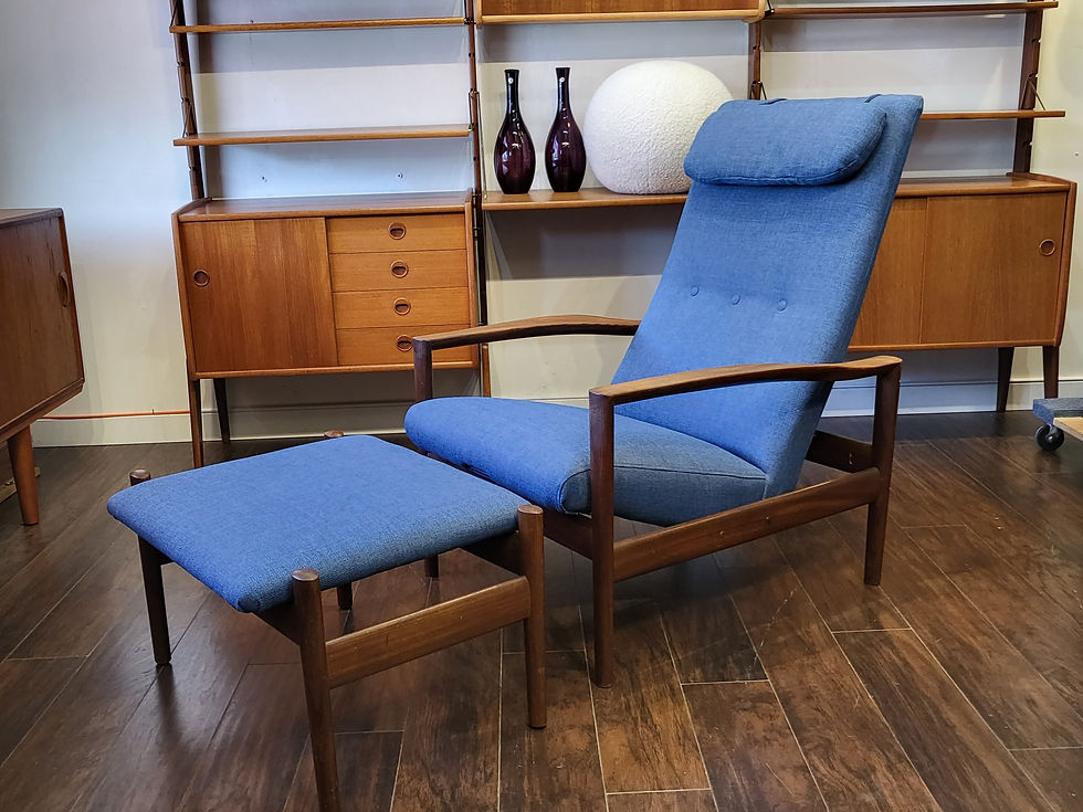 Fab Recliner Teak Lounge Chair and Stool Setby  Sven Ivar Dysthe