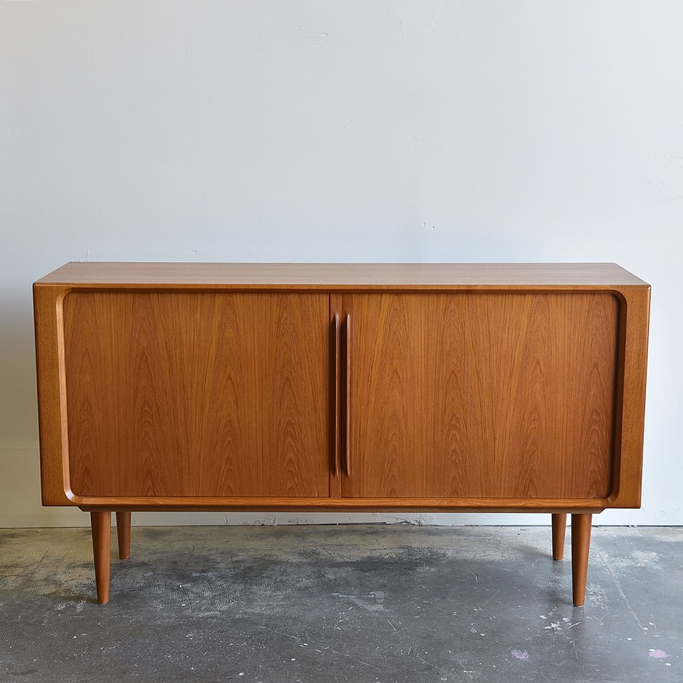 Thumbnail: Danish Mid-Century Modern Teak Tambour Door Credenza by Bernhard Pedersen