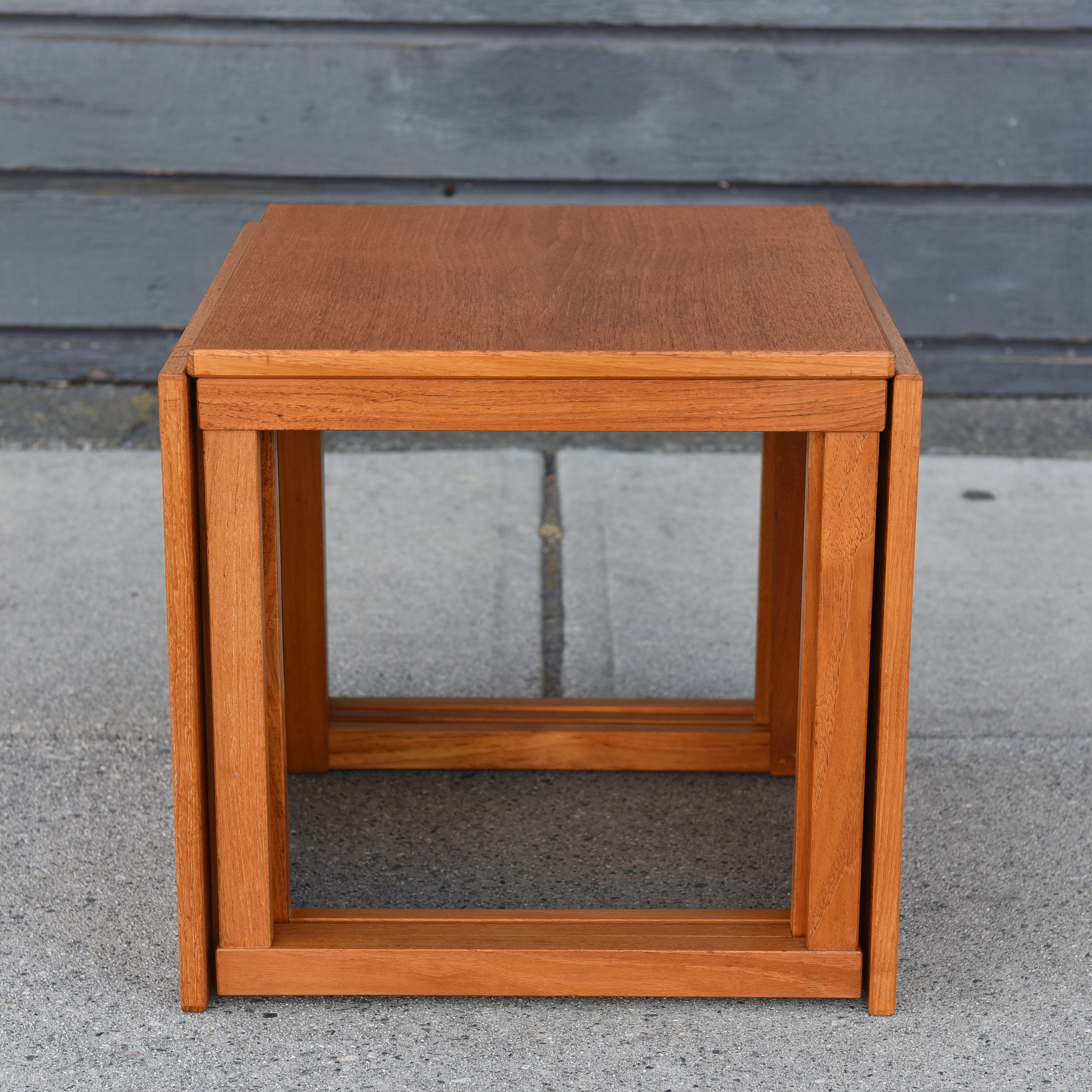 Vintage Mid Century Teak Cube Nesting Tables