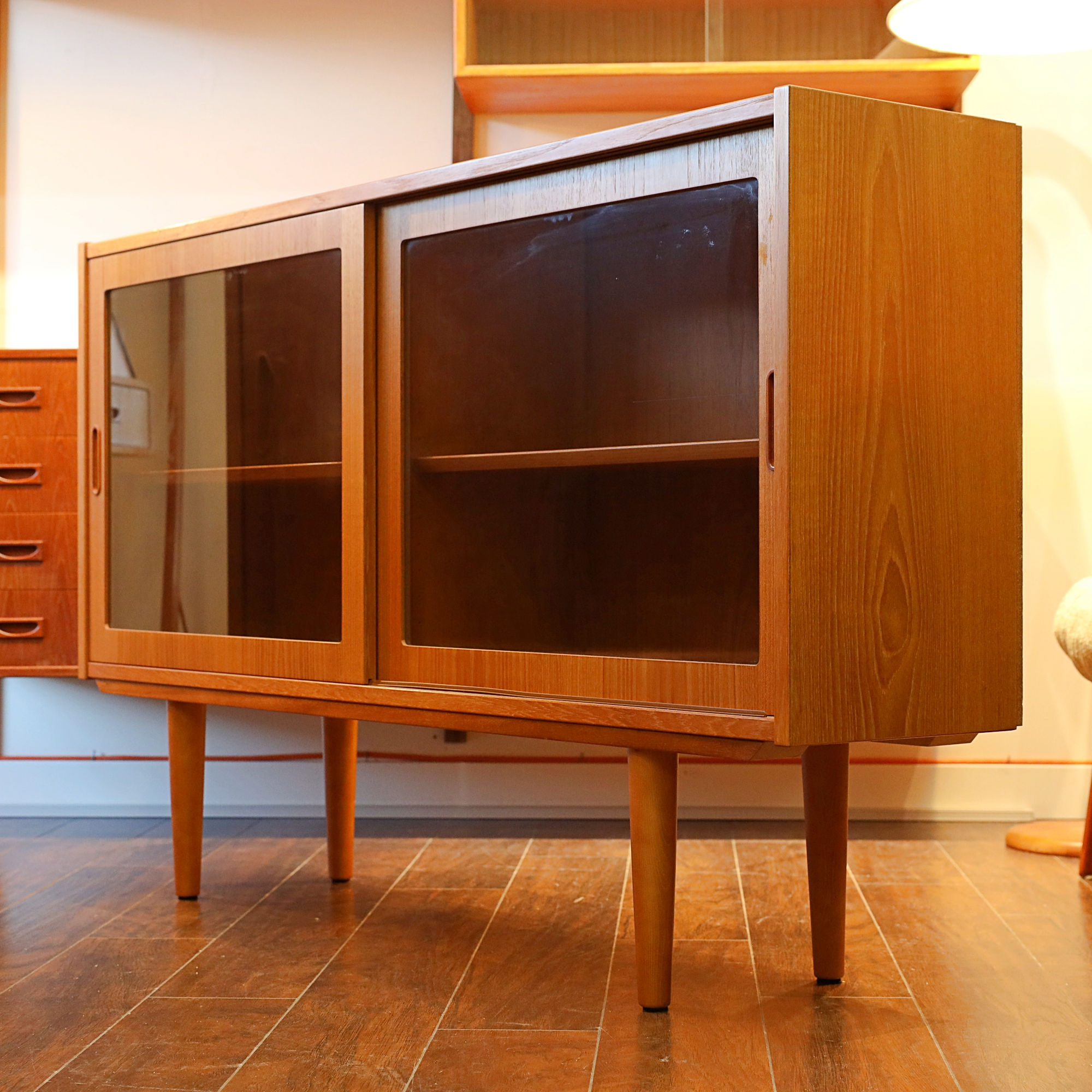 Danish Modern Glass Door Cabinet by Carlo Jensen for A/S Hundevad & Co.