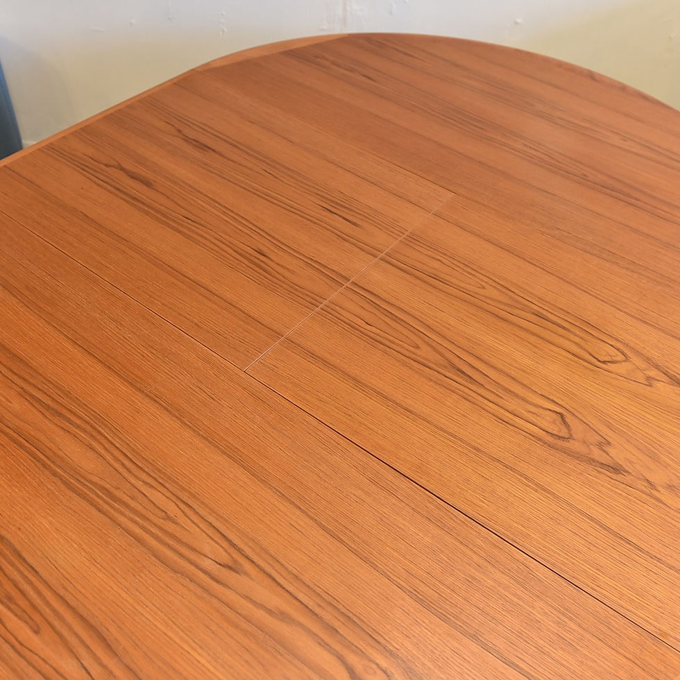 Thumbnail: Vintage Modern Teak Round Dining Table with a Butterfly Leaf