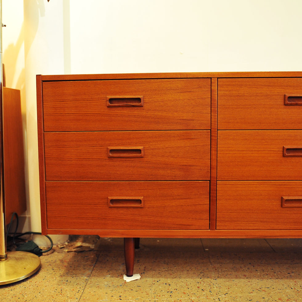 Thumbnail: Vtg Teak 9 Drawer Dresser