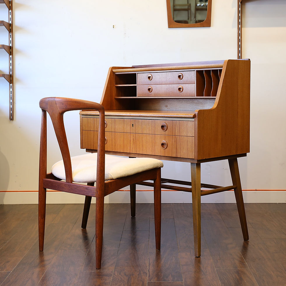 Thumbnail: Vintage Swedish Teak Writing Desk + Teak chair