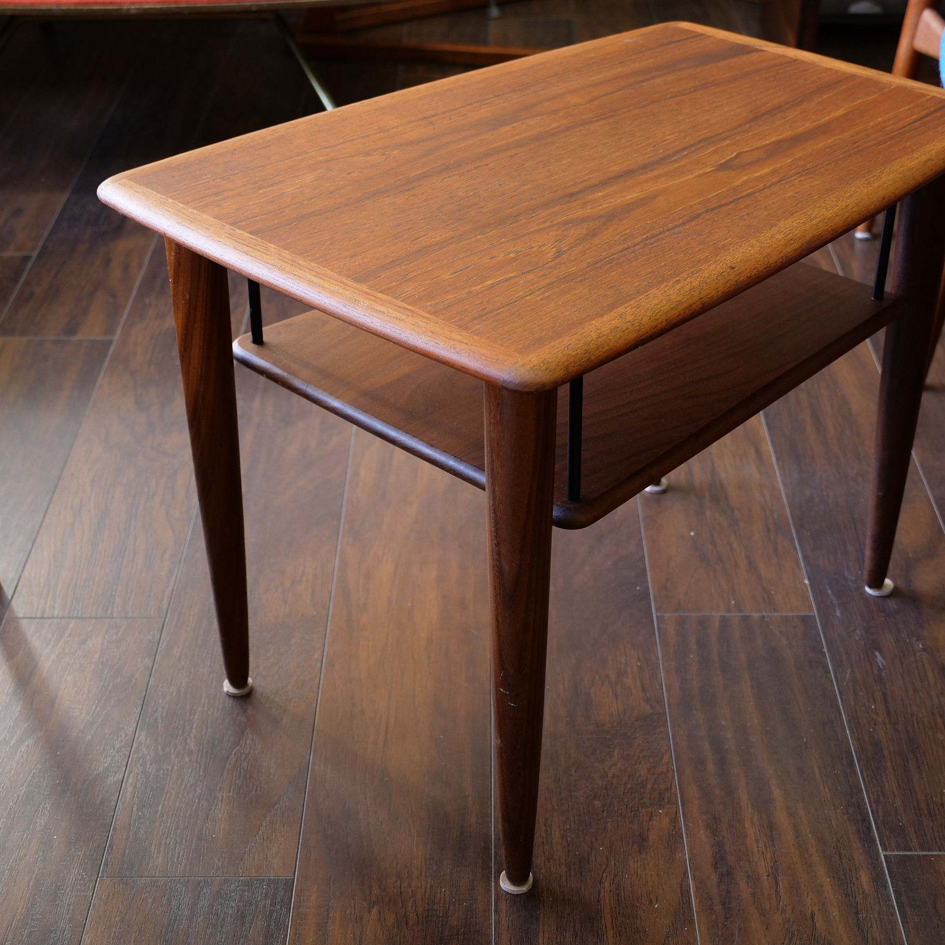 Rare Trapzoid teak coffee table, Peter Hvidt's style