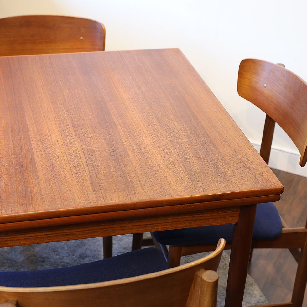 Thumbnail: Vintage Danish Teak Square Dining Table with 2 Leaves