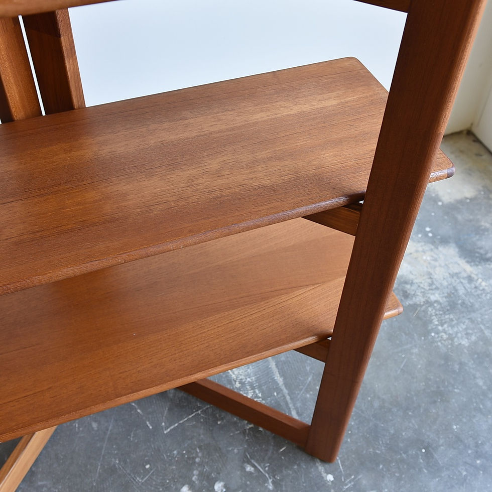 Thumbnail: Unique vintage teak  folding book shelving unit.